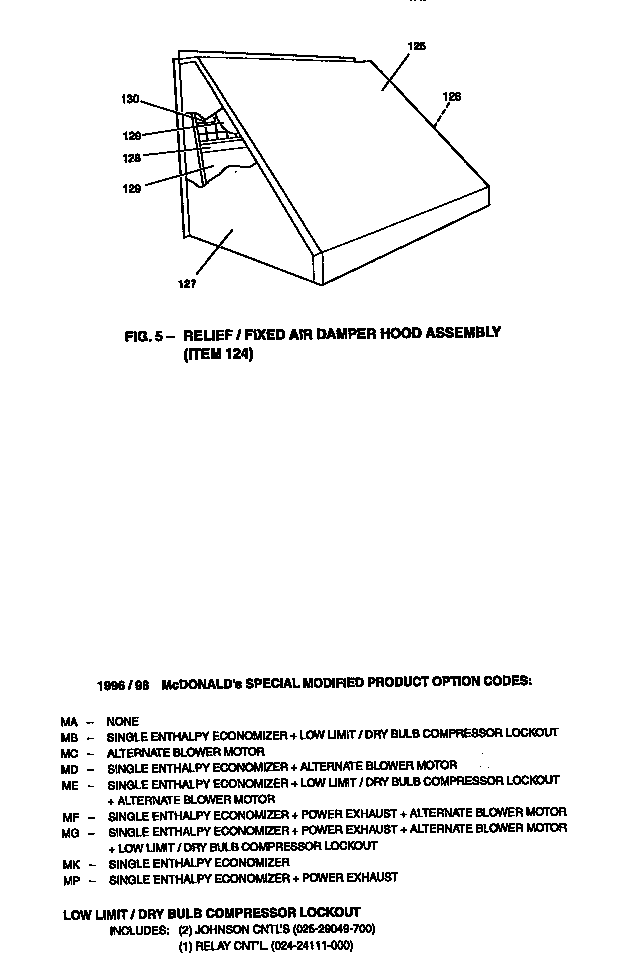 Fixed air damper hood assembly