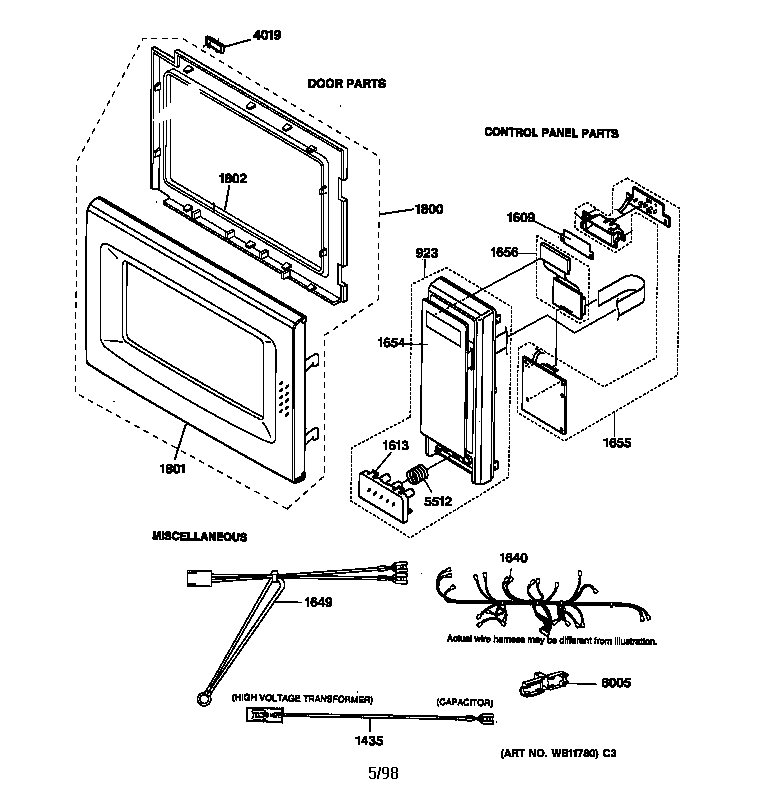 Control panel, door & misc. parts