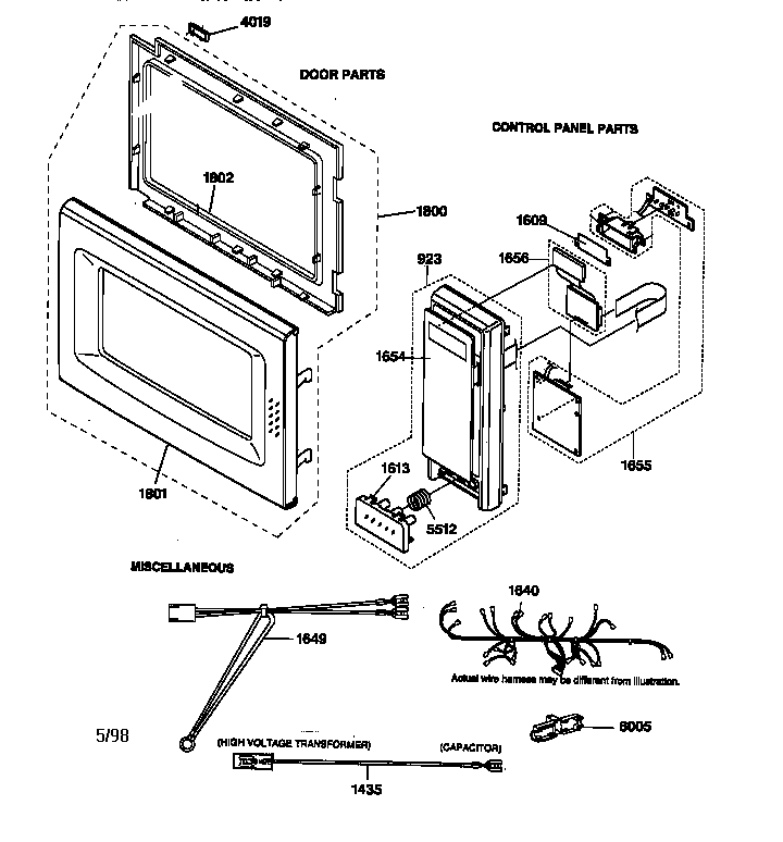 Control panel, door & misc. parts