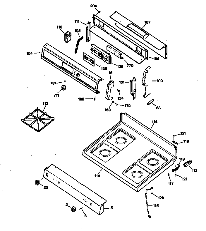 Control panel & cooktop