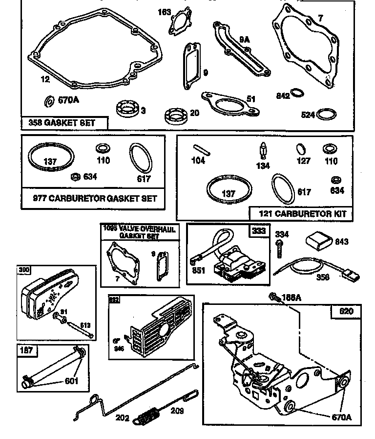Gasket set and carburetor bracket