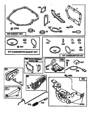 Gasket set and carburetor bracket