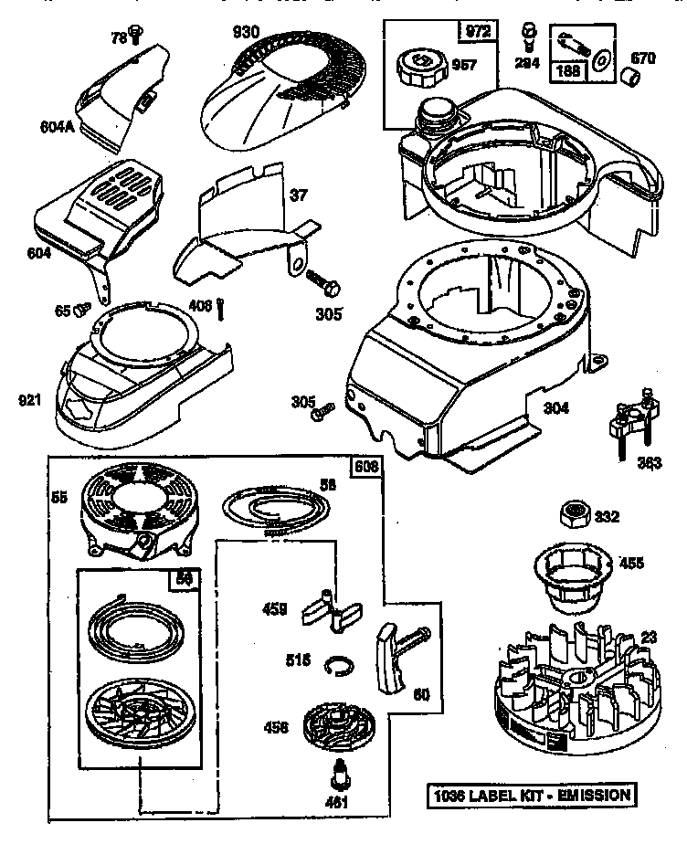 Rewind starter and blower housing