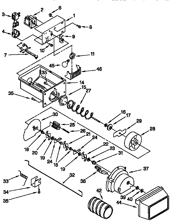 Motor and ice container