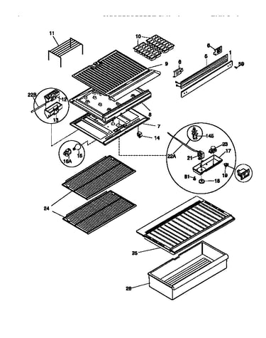Shelves and divider block