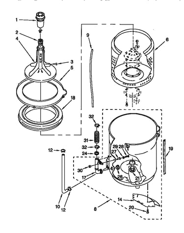 Agitator, basket and tub