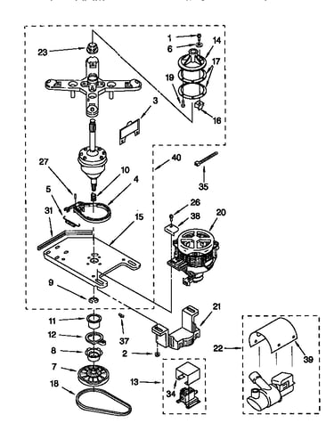 Transmission, motor and pump