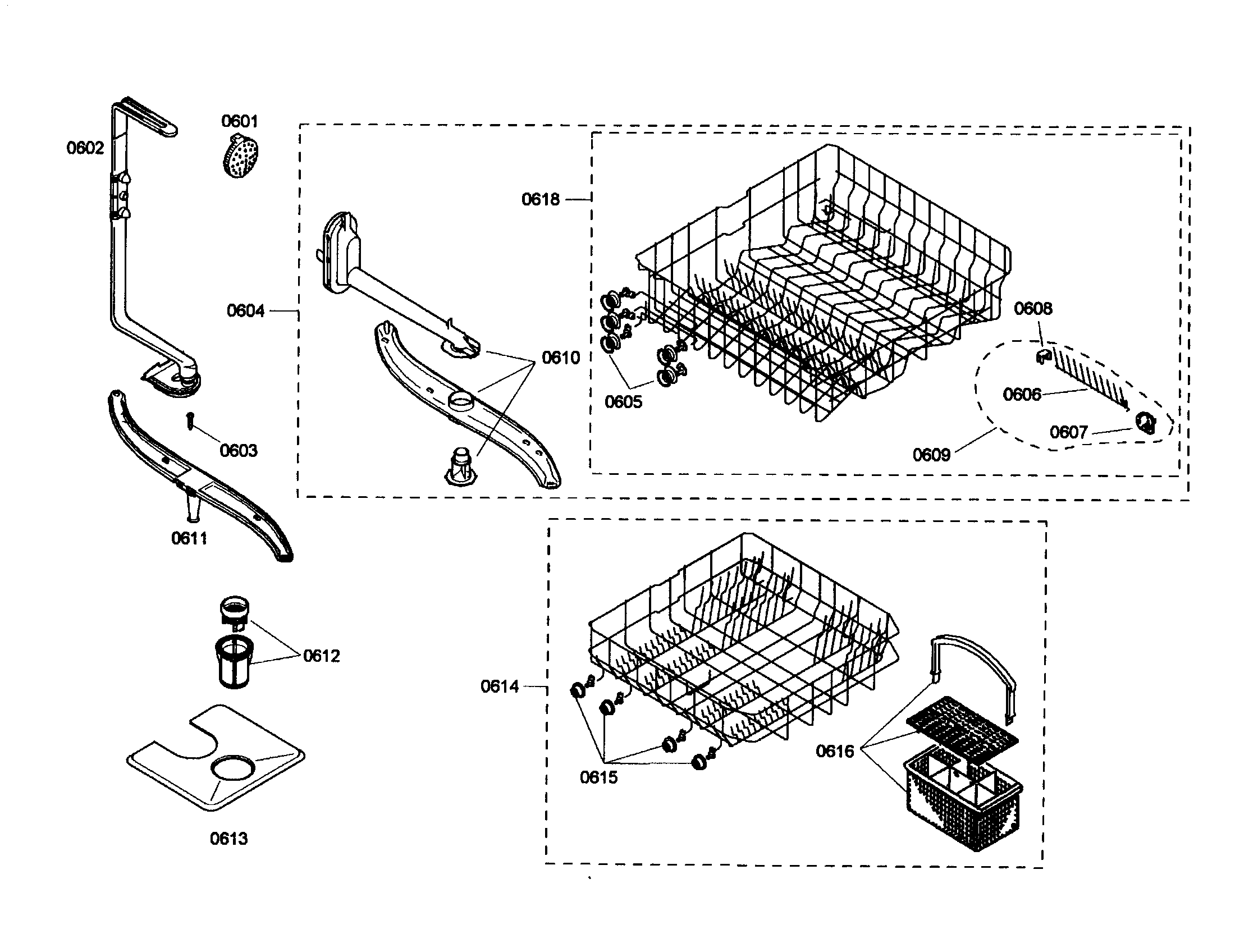 Spray arm/racks