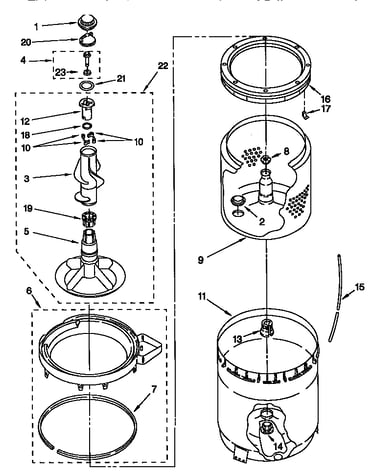 Agitator, basket and tub