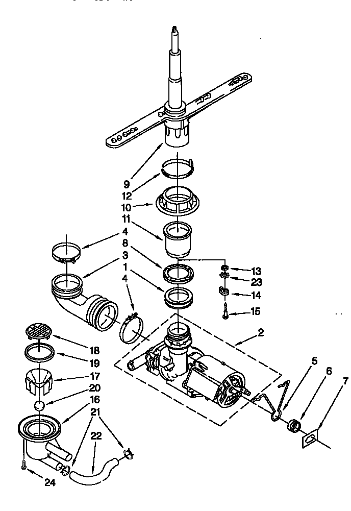 Pump and spray arm
