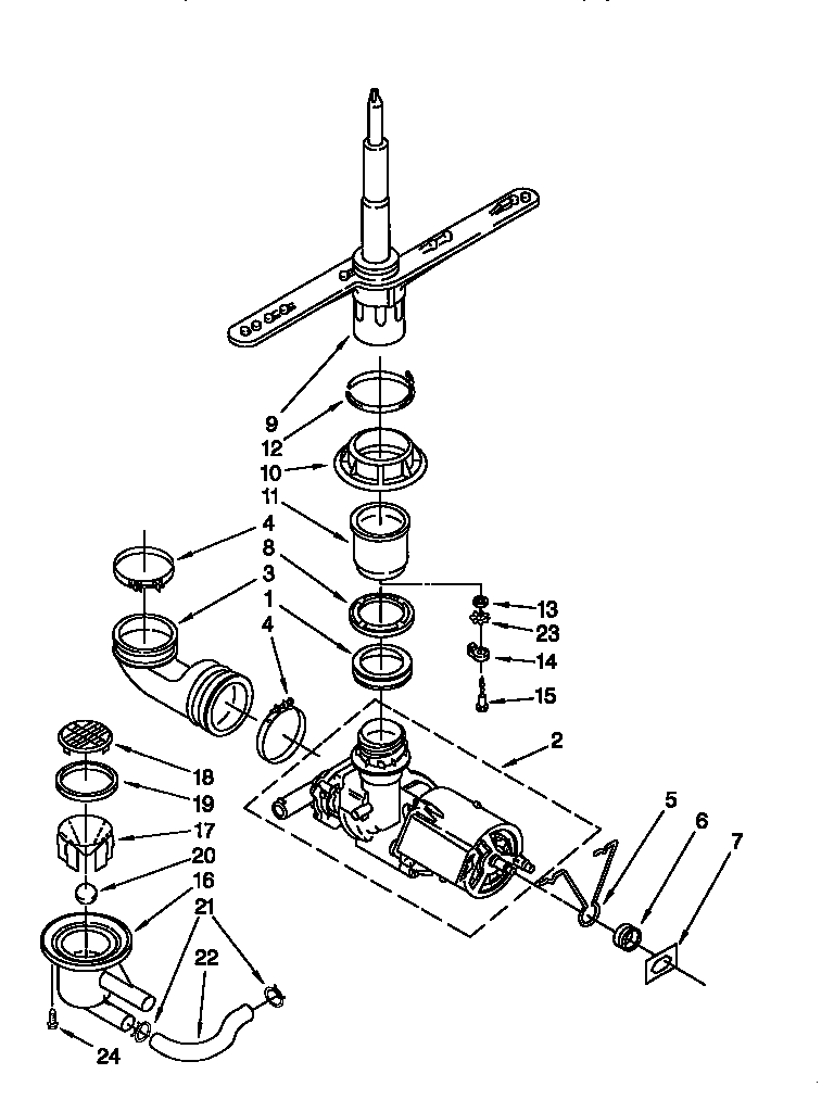 Pump and spray arm