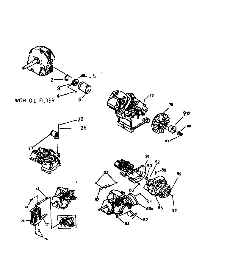 Muffler,recoil starter,flywheel