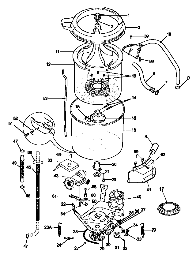 Tub, basket, and agitator