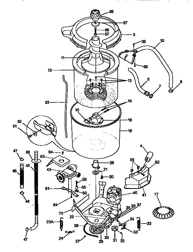Tub, basket, and agitator