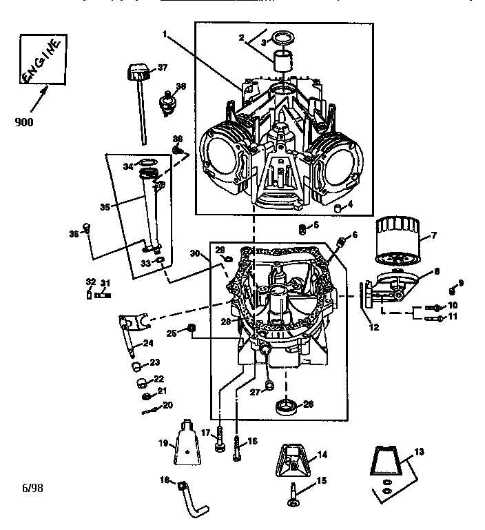 Cylinder block, dipstick