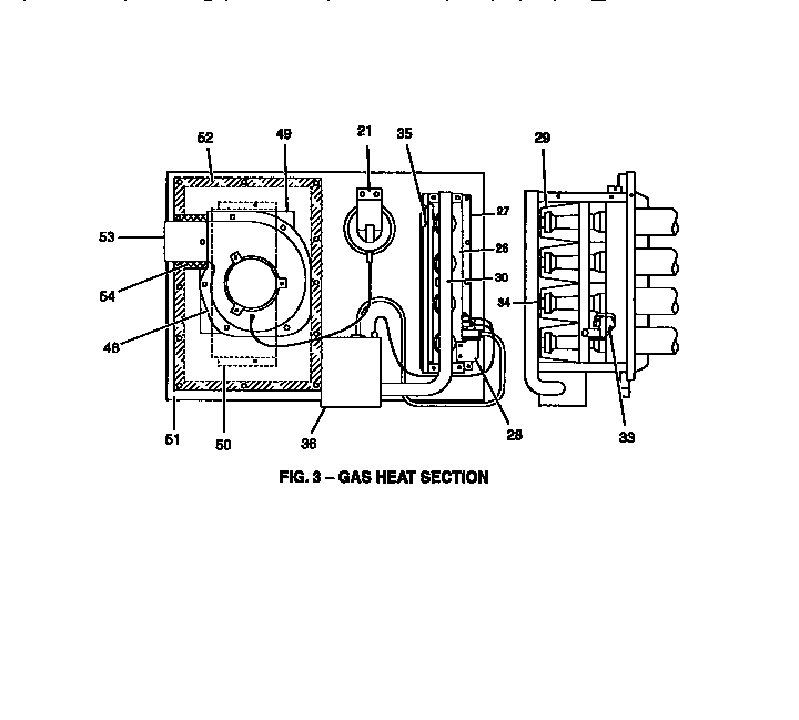 Gas heat section