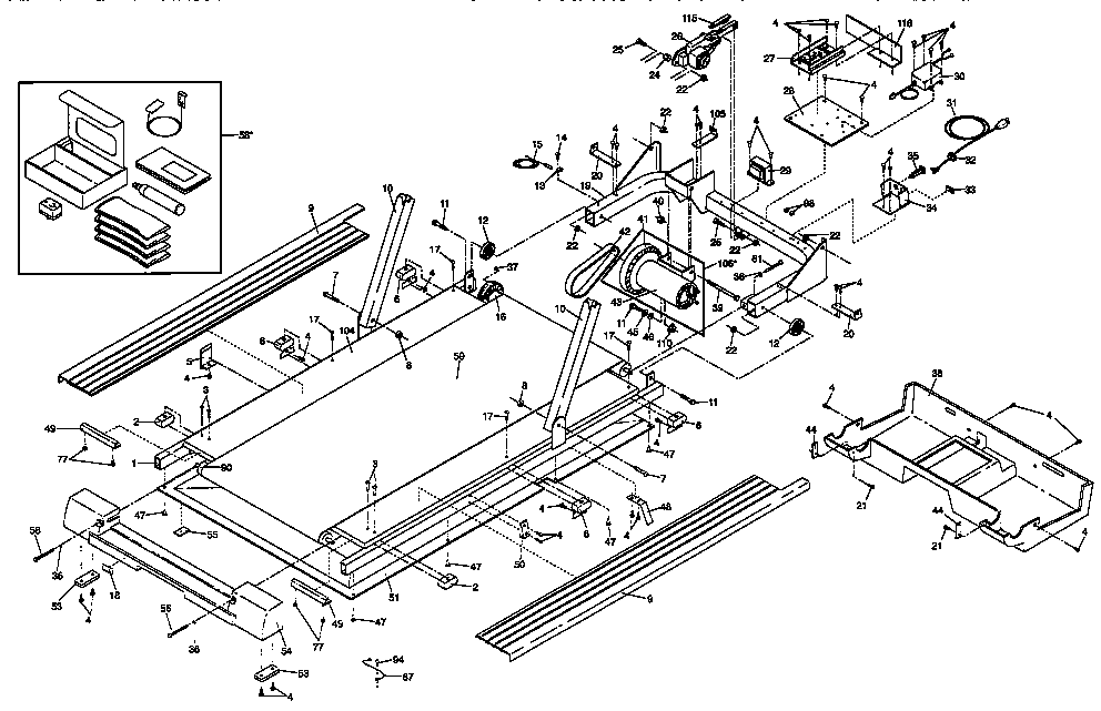 Motor and walking belt assembly