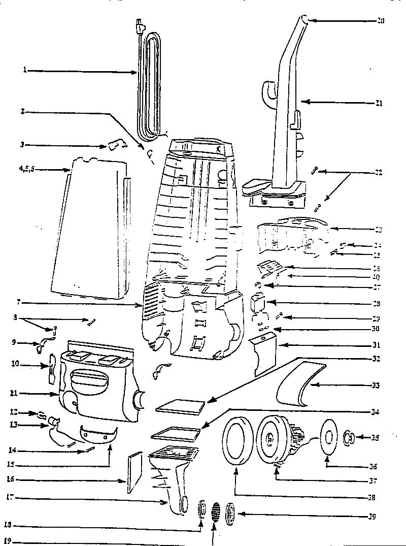 Handle and bag housing