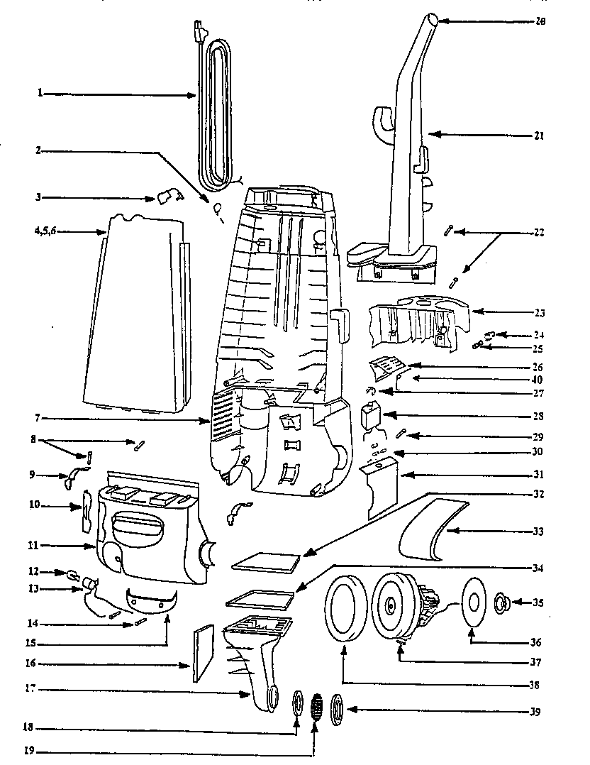 Handle and bag housing