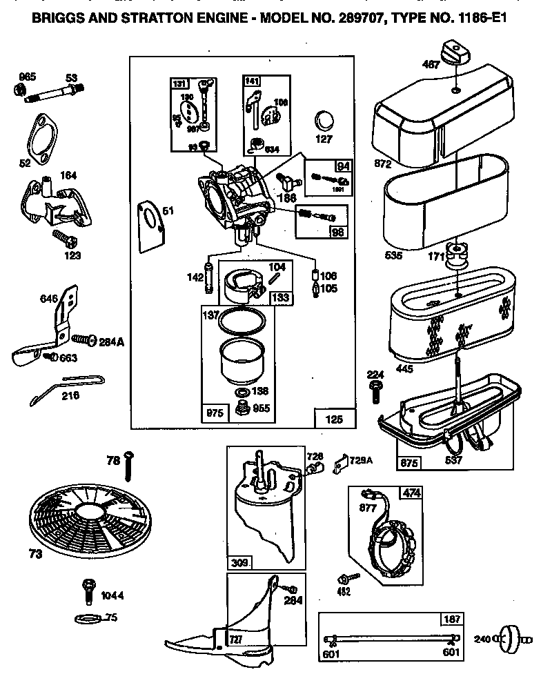 CARBURETOR AND AIR CLEANER ASSEMBLY