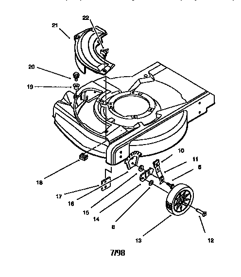 MULCH PLATE AND WHEEL ASSEMBLY