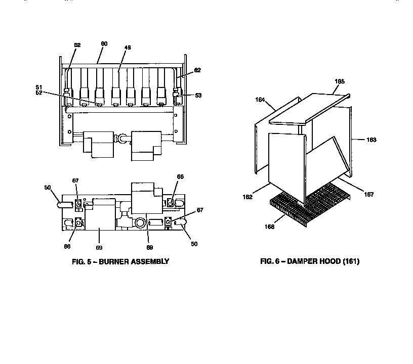 Damper hood and burner assembly
