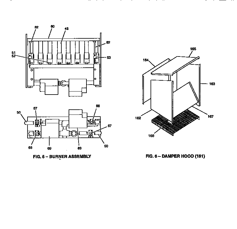 DAMPER HOOD AND BURNER ASSEMBLY