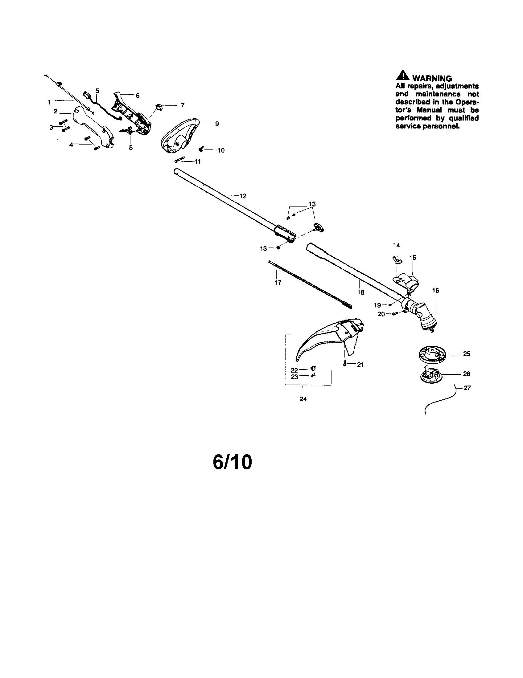 Handle/drive shaft/shield