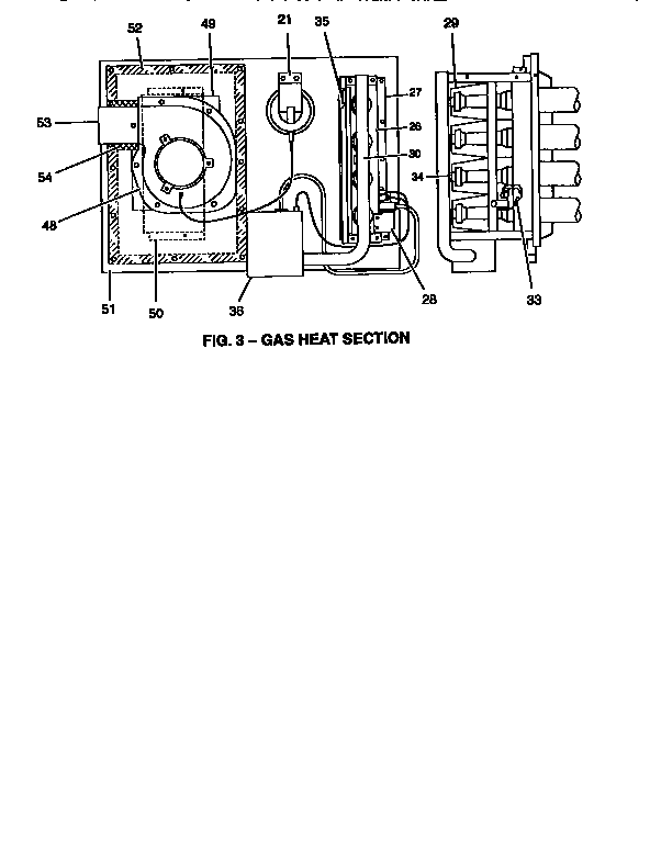 Gas heat section