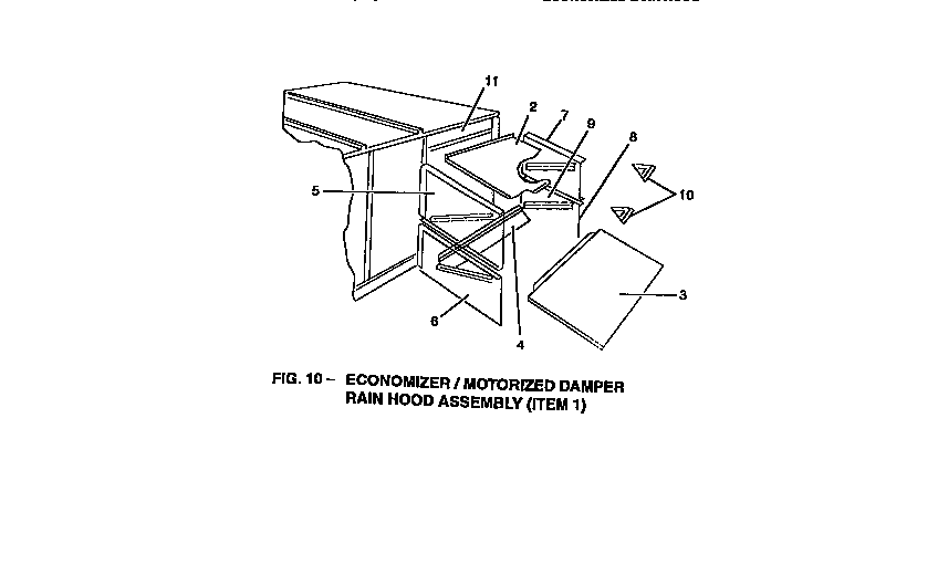 Economizer/motorized damper rain hood assembly (item 1)