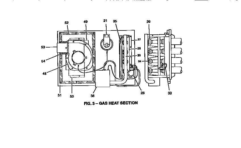 Gas heat section