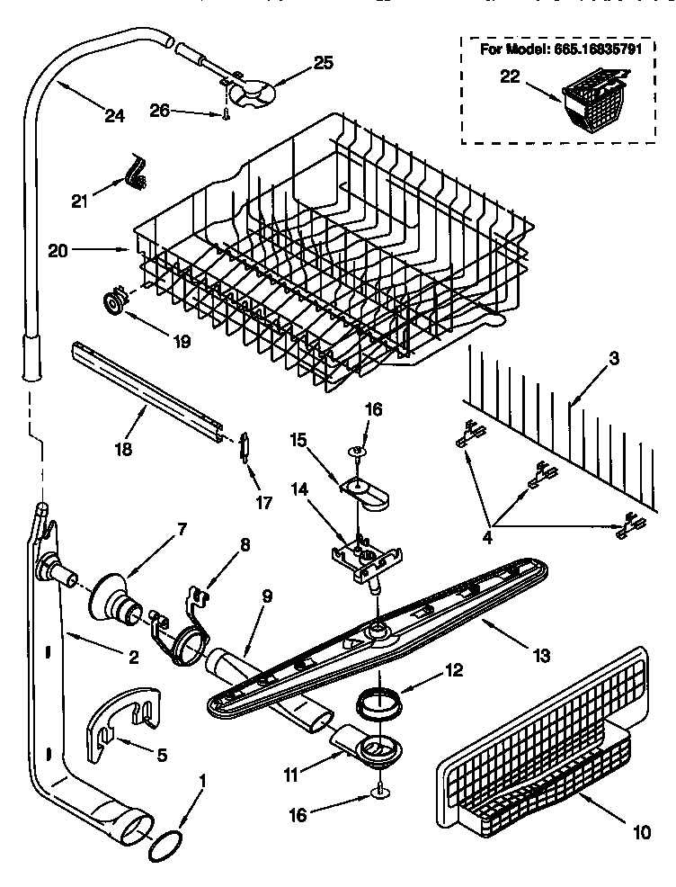 UPPER DISHRACK AND WATER FEED