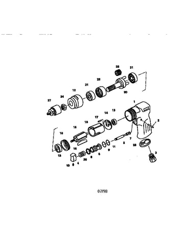 Pneumatic 3/8" pistol grip drill