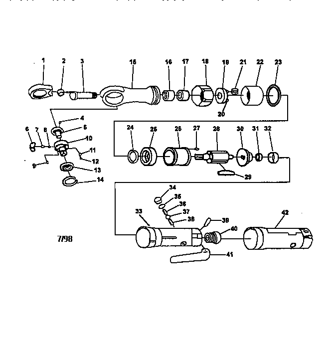 Pneumatic 3/8" ratchet wrench