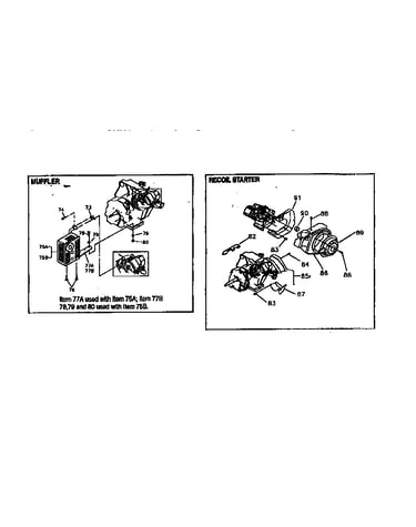 Muffler and recoil starter