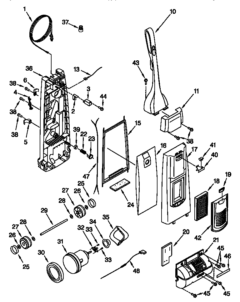Dust compartment, motor
