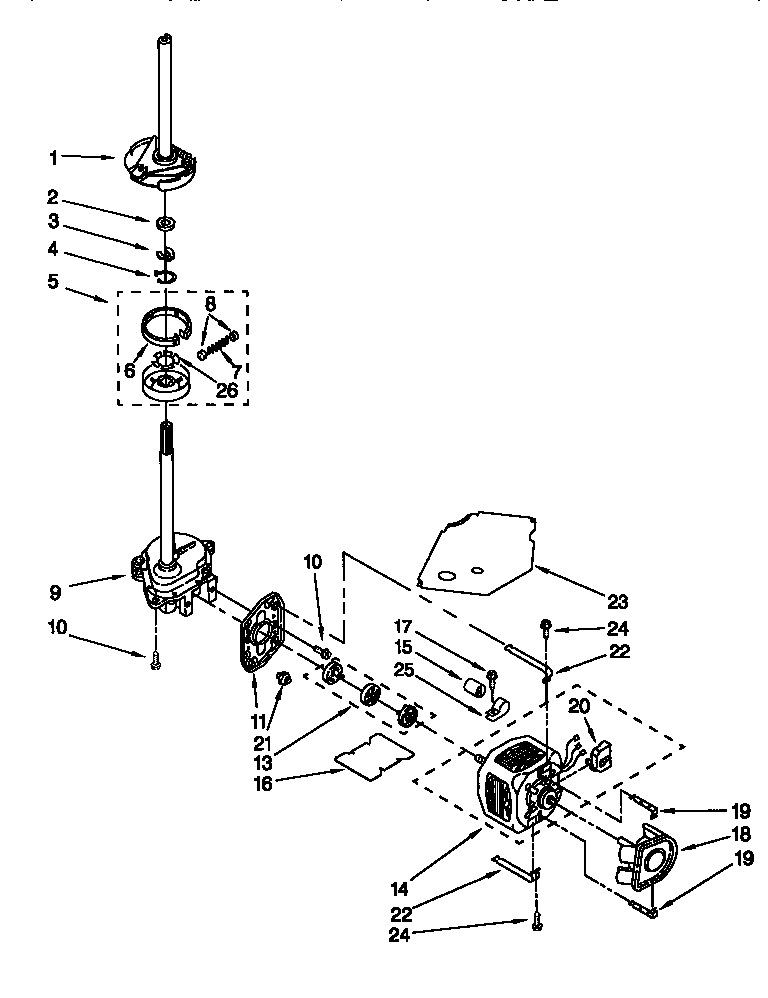 Brake, clutch, gearcase, motor, pump