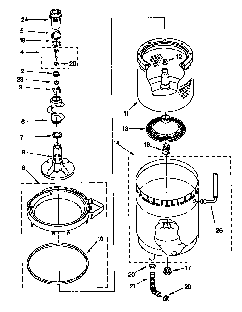 AGITATOR, BASKET TUB