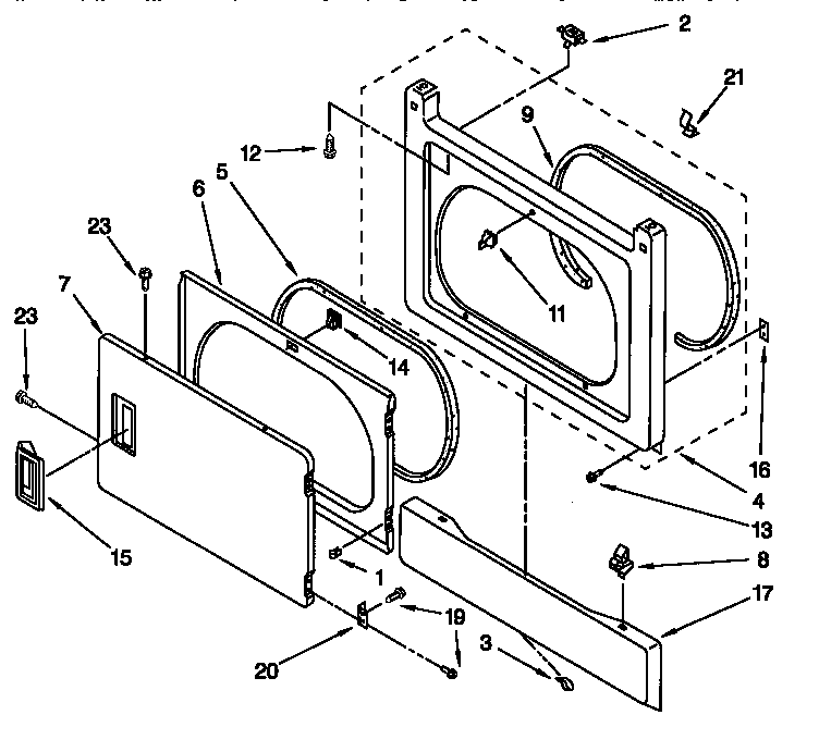 Dryer front panel door