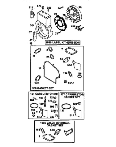 Valve overhaul gasket set/carburetor gasket set