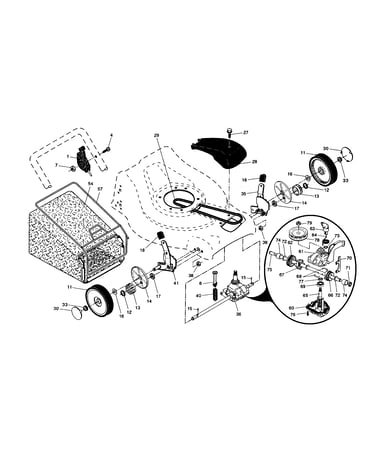 Drive control/gear case/wheels