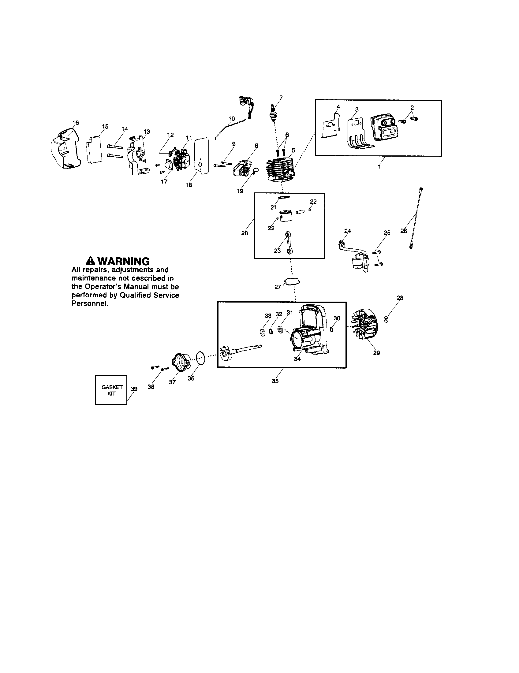 Crankcase/muffler/cylinder