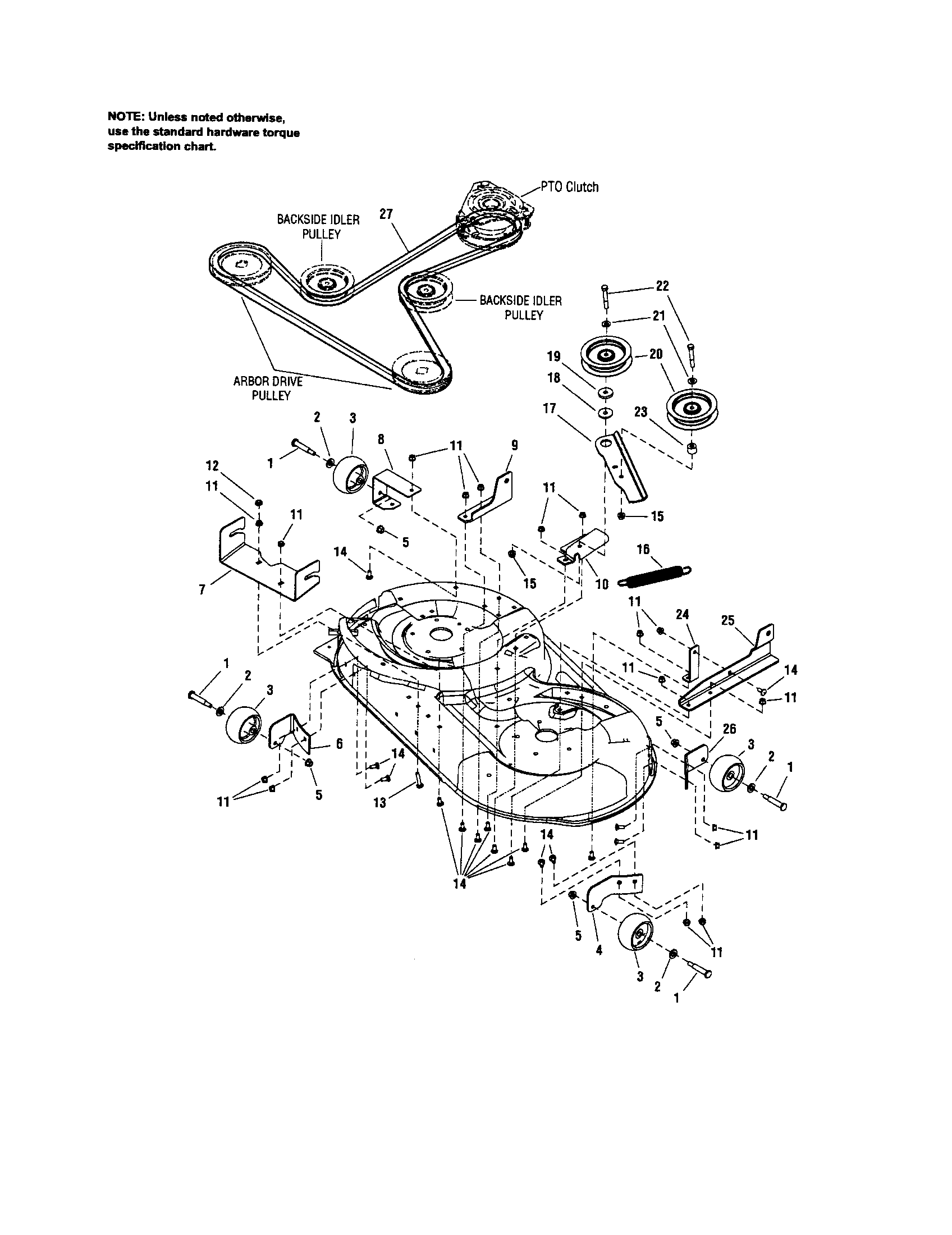 42" DECK-CLUTCH/SUPPORT