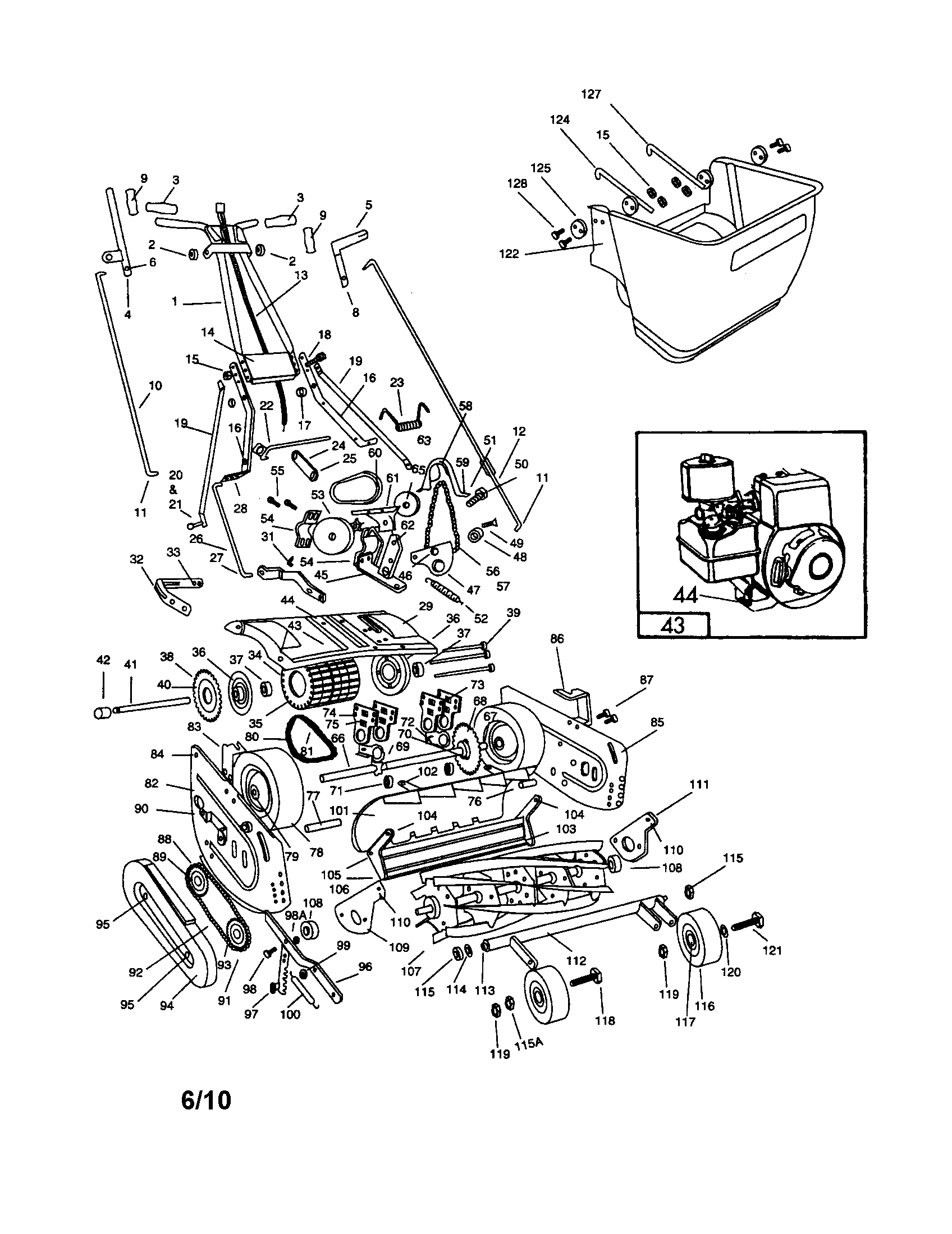 Front throw reel mower