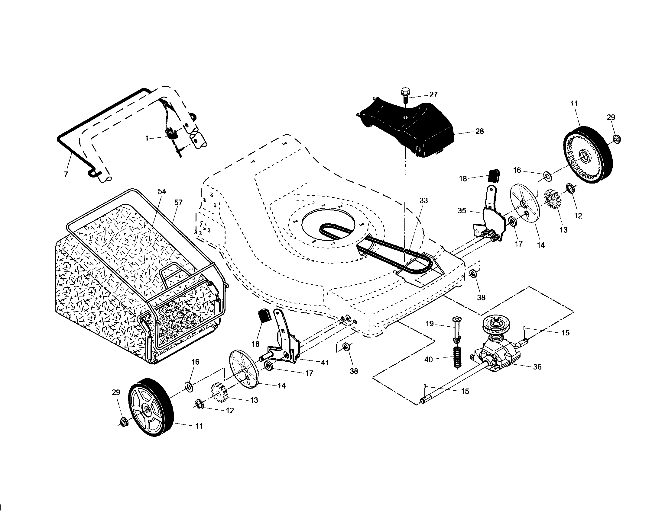 Drive control/gear case/wheels