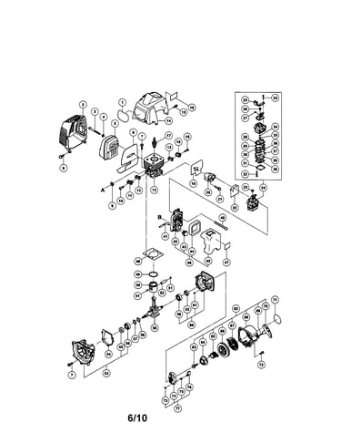 Cylinder/carburetor/crankshaft