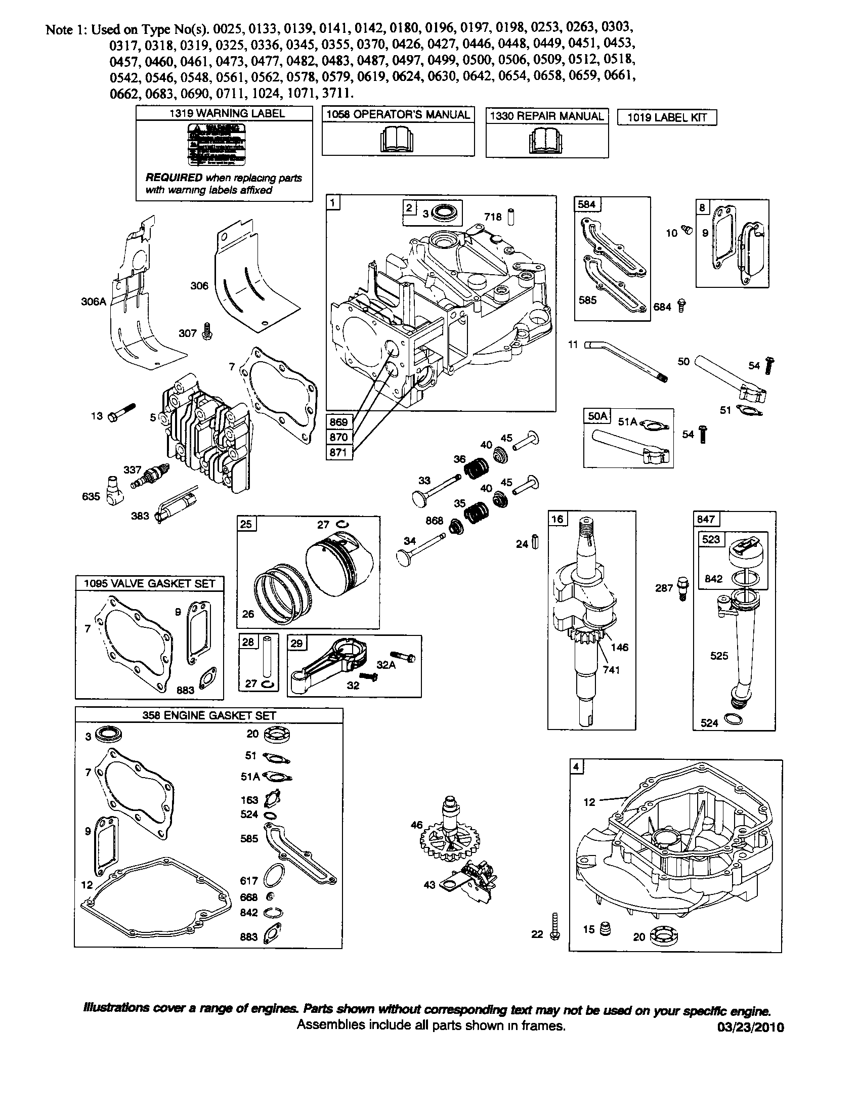 Cylinder/crankshaft/sump