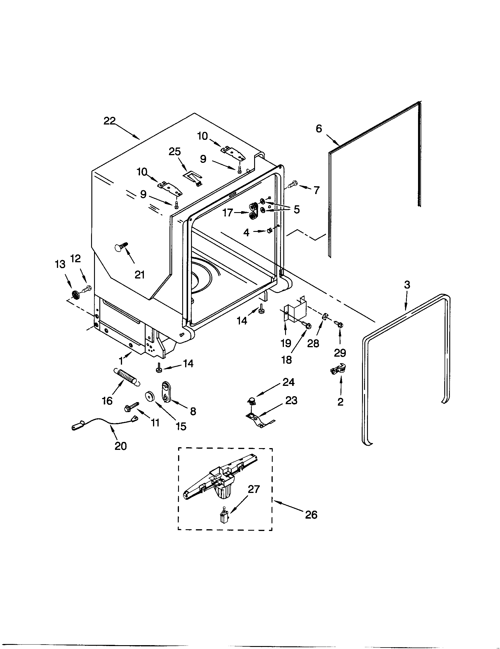 Tub and frame