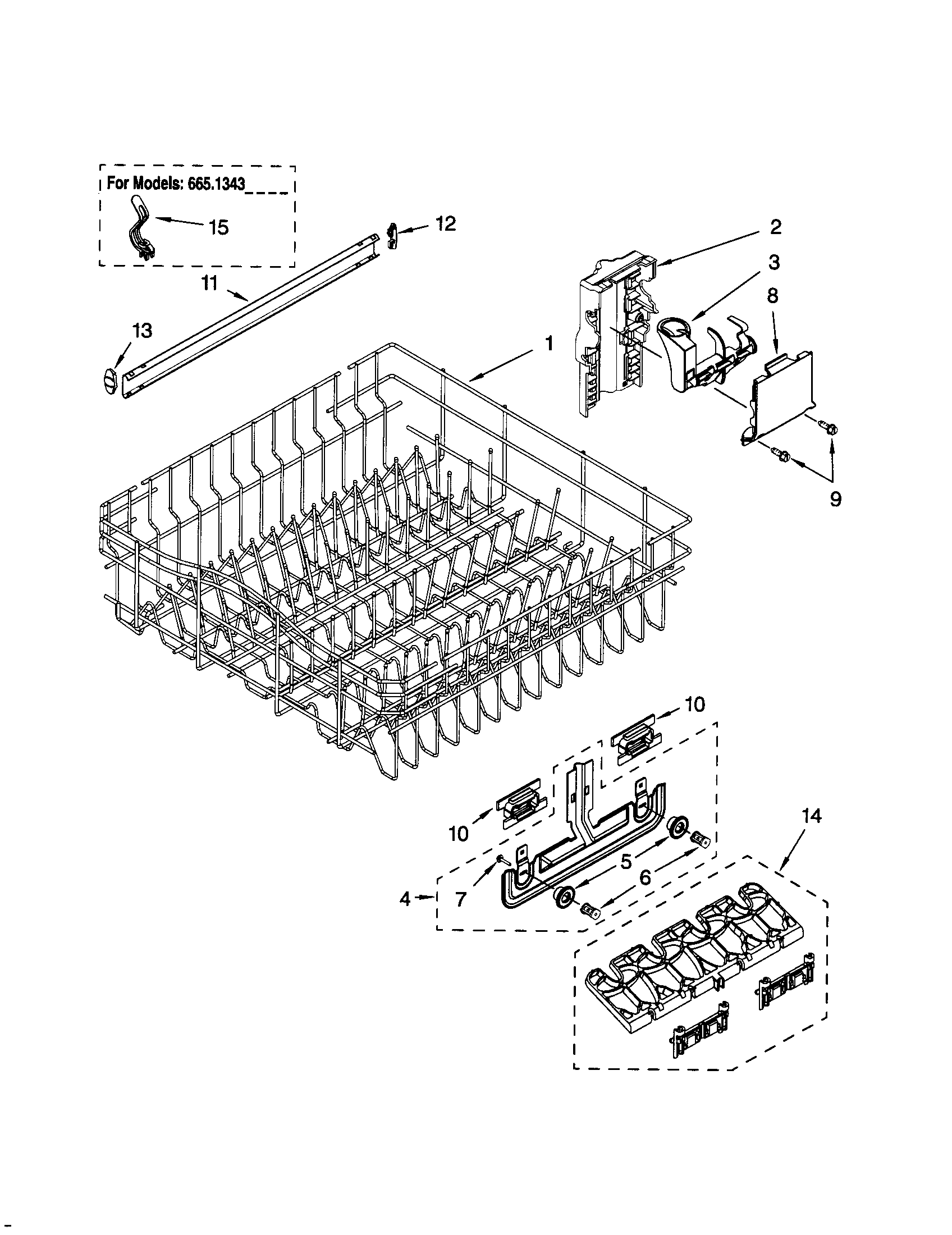 Upper rack and track