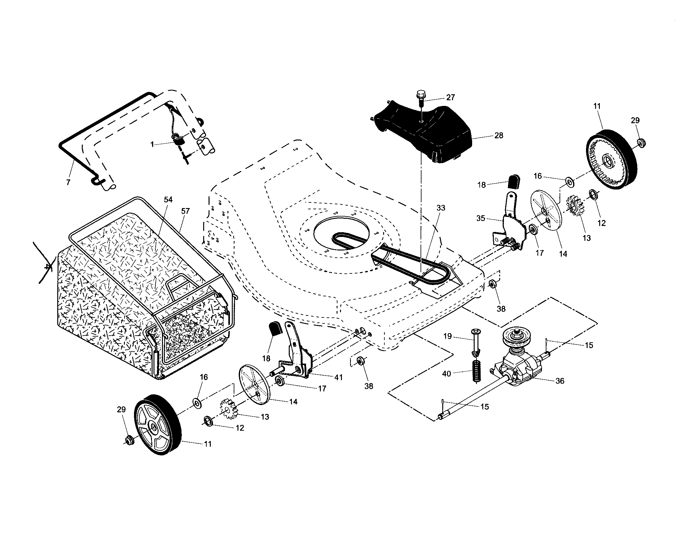 Drive control/gear case/wheels